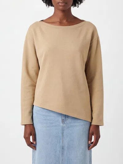Eleh Long-sleeved Crewneck Jumper With Dropped Shoulders And Asymmetric Hem In Neutral