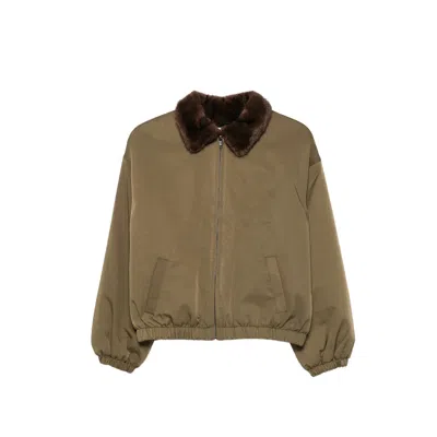 Eleh Faux-fur-collar Jacket In Green