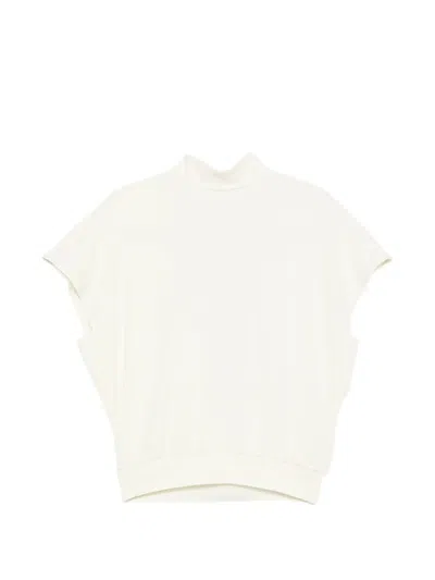 Eleh Open-back Draped Blouse In Neutral