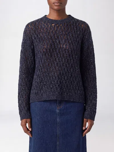 Eleh Openwork Wool, Cashmere And Silk Blend Crewneck Jumper With Dropped Shoulders In Blue