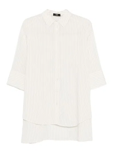 Eleh Oversize Striped Shirt In White Cotton
