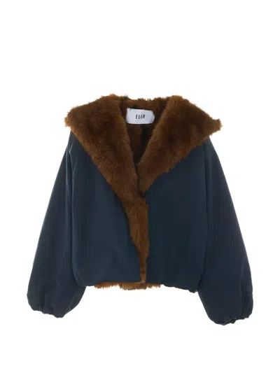 Eleh Padded Faux-fur-trim Jacket In Blue