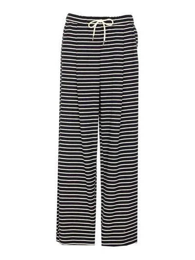 Eleh Blue Ans White Strped Pants In Black