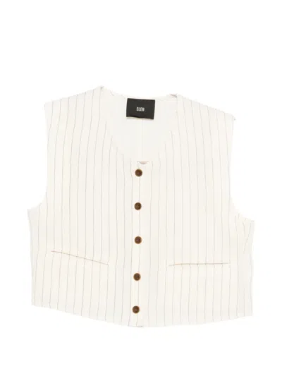 Eleh Pinstripe Button Jacket In White
