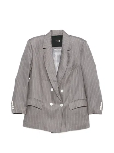 Eleh Pinstripe Double-breasted Blazer In Grey