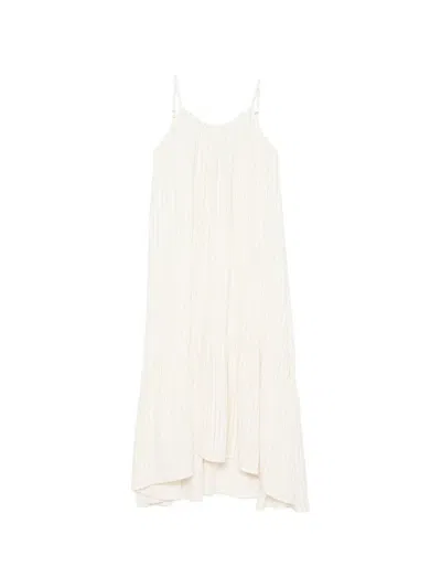 Eleh Pinstriped Asymmetric Dress In Neutral