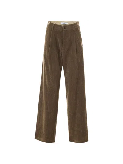 Eleh Pleated Corduroy Trousers In Brown