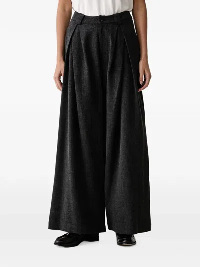Eleh Pleated High-waist Palazzo Pants In Black