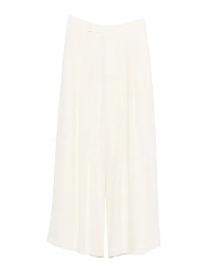Eleh Pleated Wide-leg Trousers In White Fabric