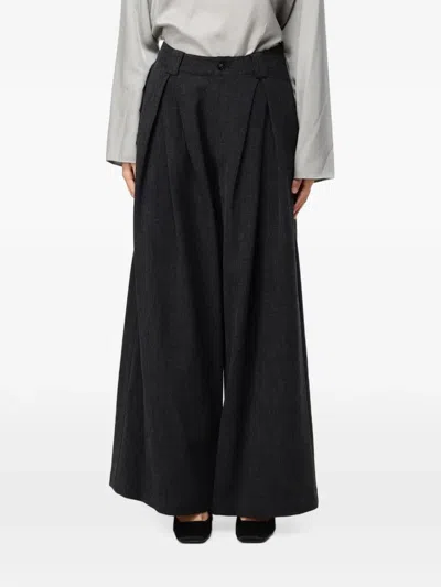 Eleh Pleated Wide-leg Trousers In Black