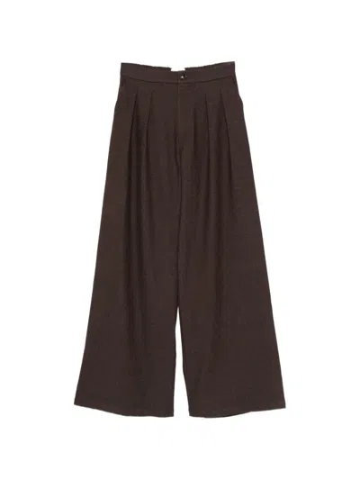 Eleh Pleated Wide-leg Trousers In Brown