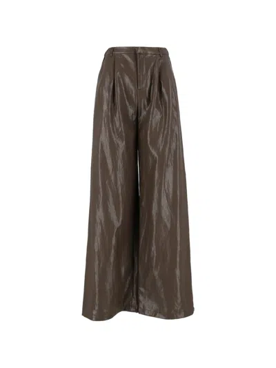 Eleh Pleated Wide-leg Trousers In Brown