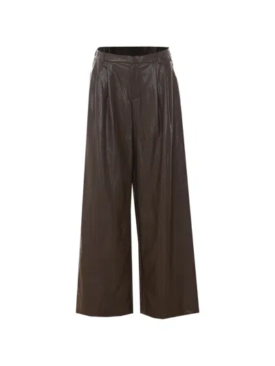 Eleh Pleated Wide-leg Trousers In Brown