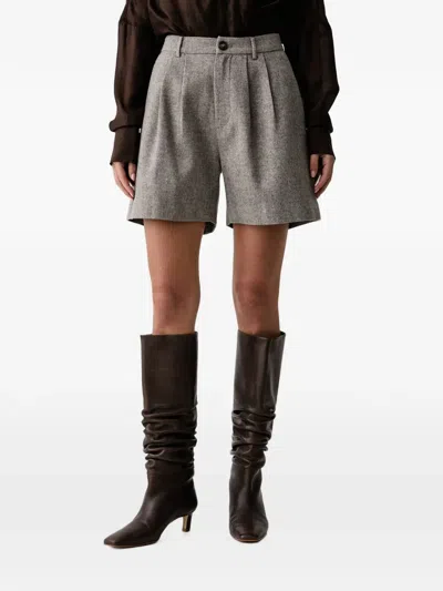 Eleh Pleated-detail Tailored Shorts In Gray