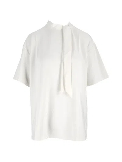 Eleh Pussy-bow Short-sleeve T-shirt In White