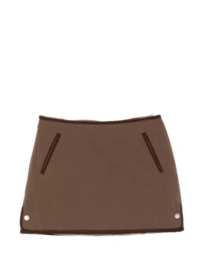 Eleh Quilted Velvet-trimmed Skirt In Brown