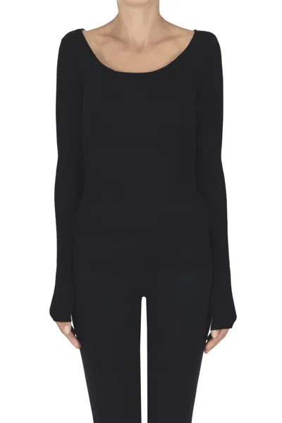 Eleh Ribbed Knit Pullover In Black