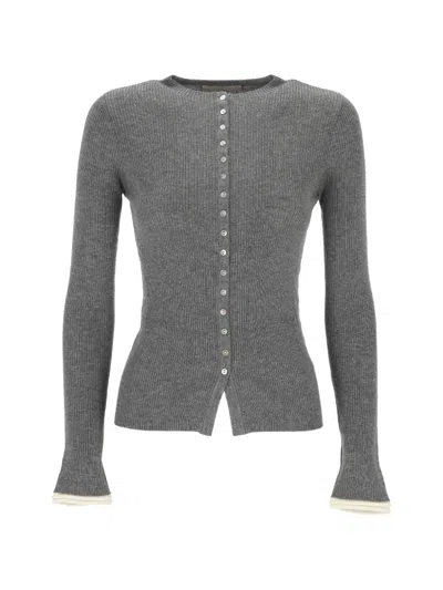 Eleh Ribbed-knit Cardigan In Gray
