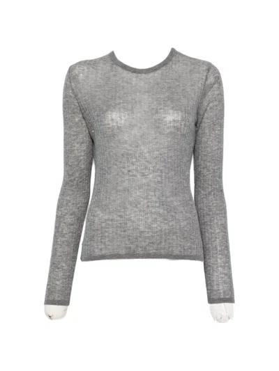 Eleh Ribbed-knit Sequin-embellished Sweater In Gray