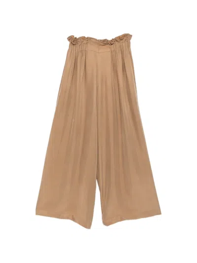 Eleh Ruffled High-waisted Trousers In Brown