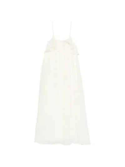 Eleh Ruffled Midi Dress In White