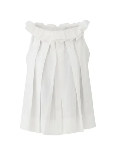 Eleh Ruffled Pleated Top In White