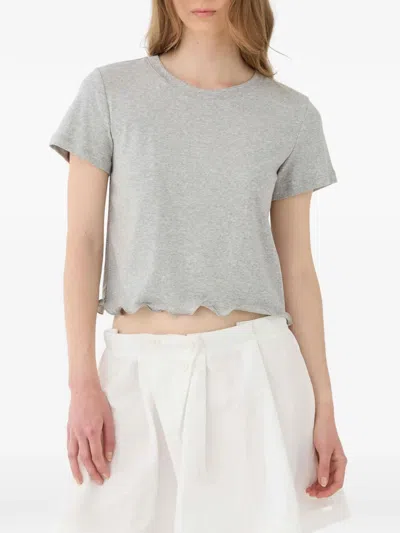 Eleh Scalloped-edge Short-sleeve T-shirt In Gray
