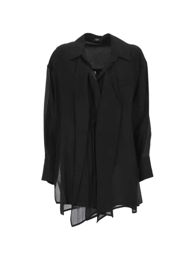 Eleh Semi-sheer Tie-fastening Shirt In Black