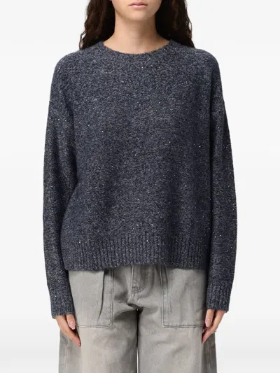 Eleh Sequin-embellished Crew-neck Sweater In Blue