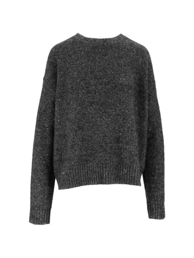 Eleh Sequin-embellished Long-sleeve Sweater In Gray