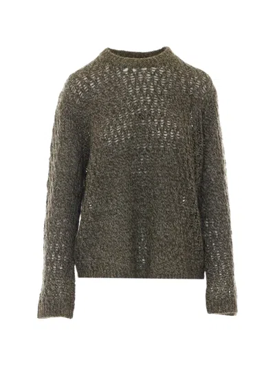 Eleh Sequin-embellished Open-knit Sweater In Green