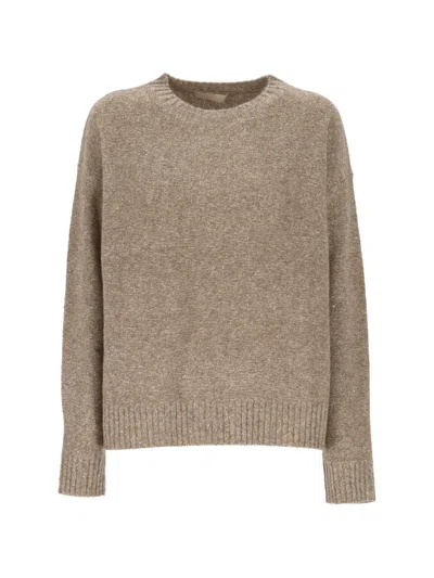 Eleh Sequin-embellished Ribbed-trim Sweater In Brown
