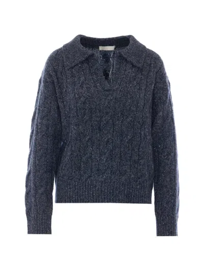 Eleh Sequin-embellished V-neck Sweater In Blue