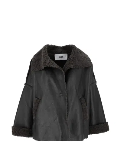 Eleh Shearling-trim Oversized Jacket In Black