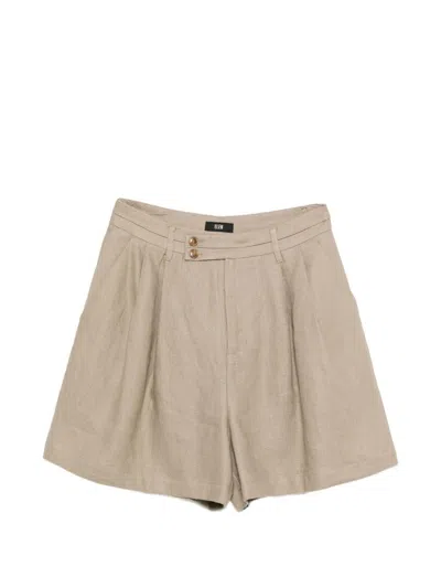Eleh Shorts A Pieghe In Lino Beige  In Nude