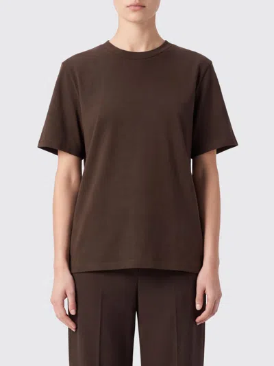Eleh Short-sleeved Crew Neck T-shirt In A Soft Cotton And Modal Blend In Brown