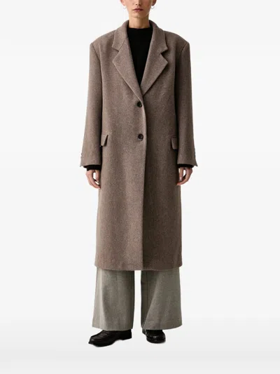 Eleh Single-breasted Buttoned Coat In Brown