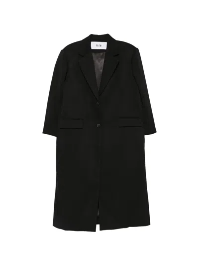 Eleh Single-breasted Rear-slit Coat In Black