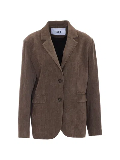 Eleh Single-breasted V-neck Blazer In Brown