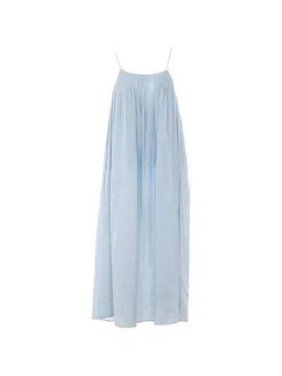 Eleh Spaghetti Straps Embroidered Dress In Blue