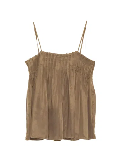 Eleh Spaghetti-strap Sleeveless Top In Brown