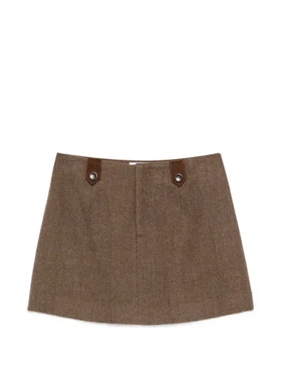 Eleh Straight-cut Brown Miniskirt