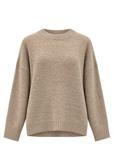 Eleh Sequin-embellished Ribbed-trim Sweater In Brown