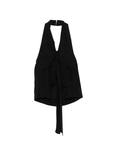 Eleh Tie Front Top In Black