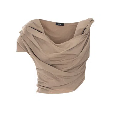Eleh Knot Detail Draped Top In Neutral