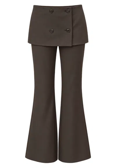 Eleh Trousers  Mud With Panel In Brown