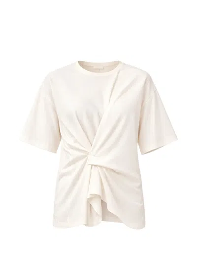 Eleh Twist-detail Draped T-shirt In White