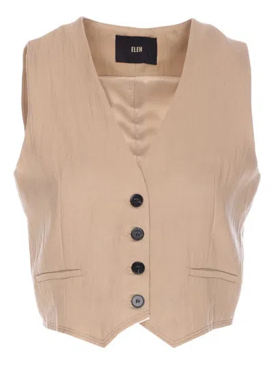 Eleh V-neck Cropped Jacket In Beige