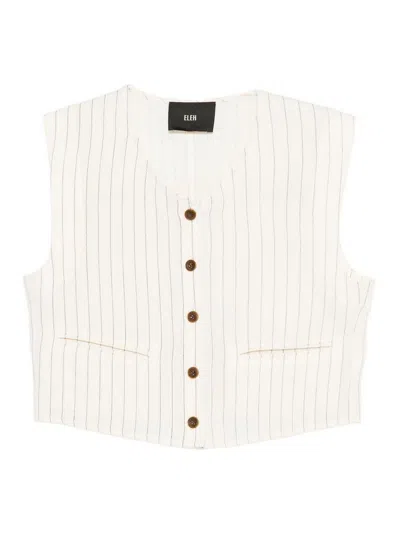 Eleh White Pinstripe Vest With Button Fastening