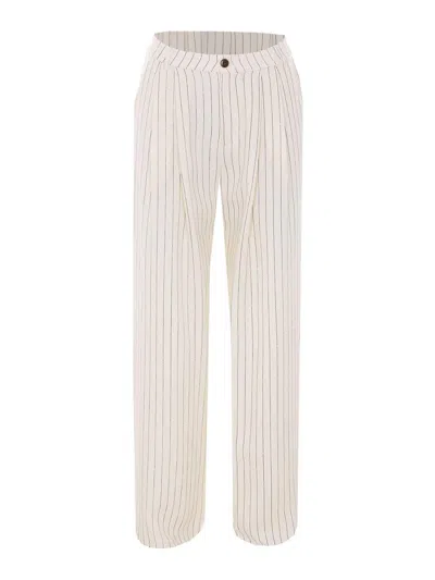 Eleh White Striped Pants